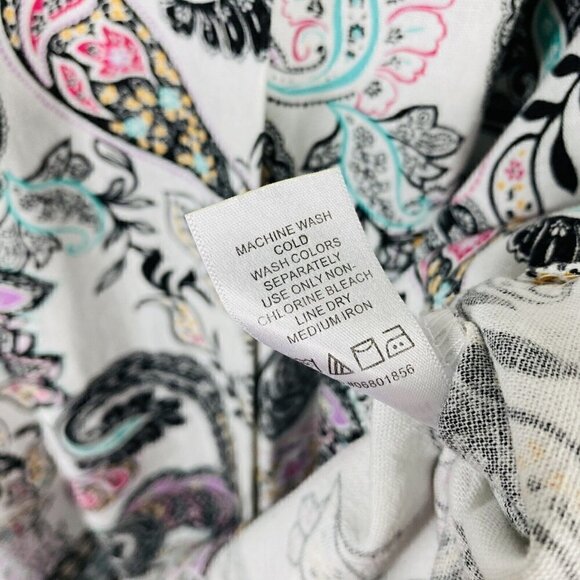 Jessica London Plus Size 28 Paisley Linen Blend Long Sleeve Shirt Dress White - Picture 6 of 6